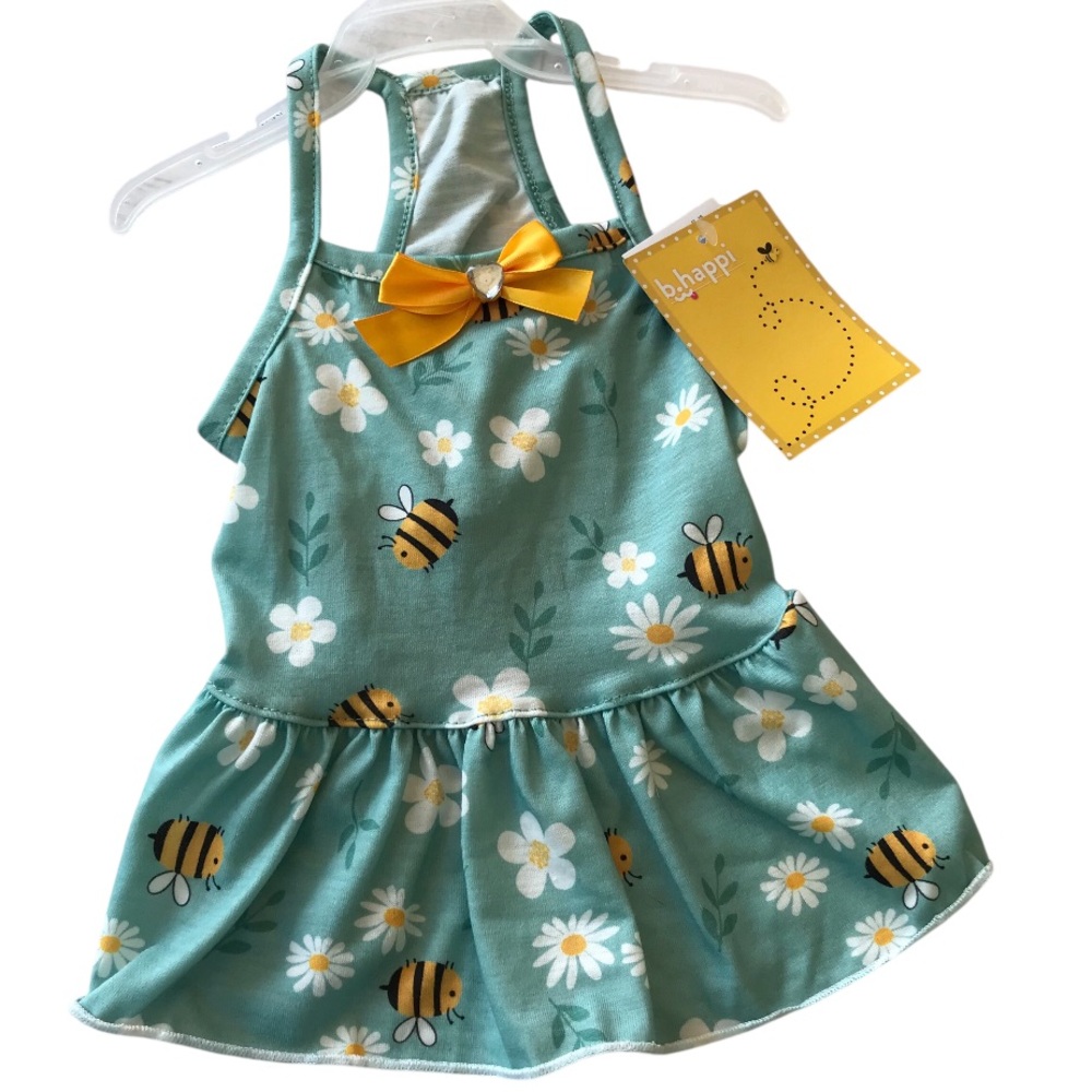 Floral and Bee Dog Dress Size:Xsmall